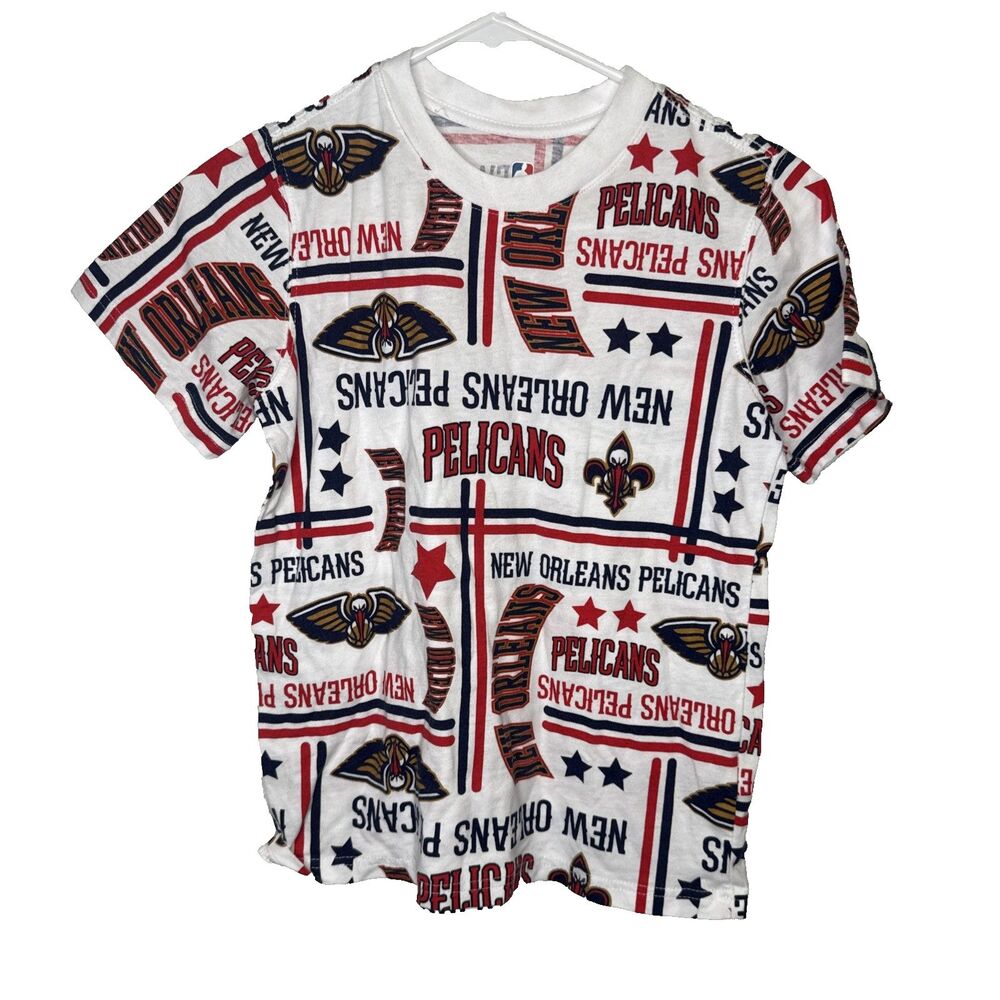 NBA New Orleans Pelicans T Shirt Youth Boys Medium 10-12 All Over Print Graphic